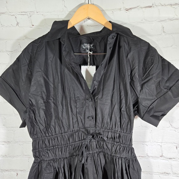 J. Crew Elena shirtdress in cotton poplin Black 6 NWT - Picture 8 of 15